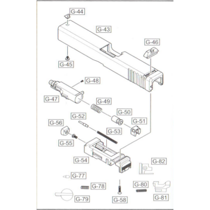 WE GLOCK G17 DUGATTYÚHÁZ RUGÓVEZETŐ (G-52)